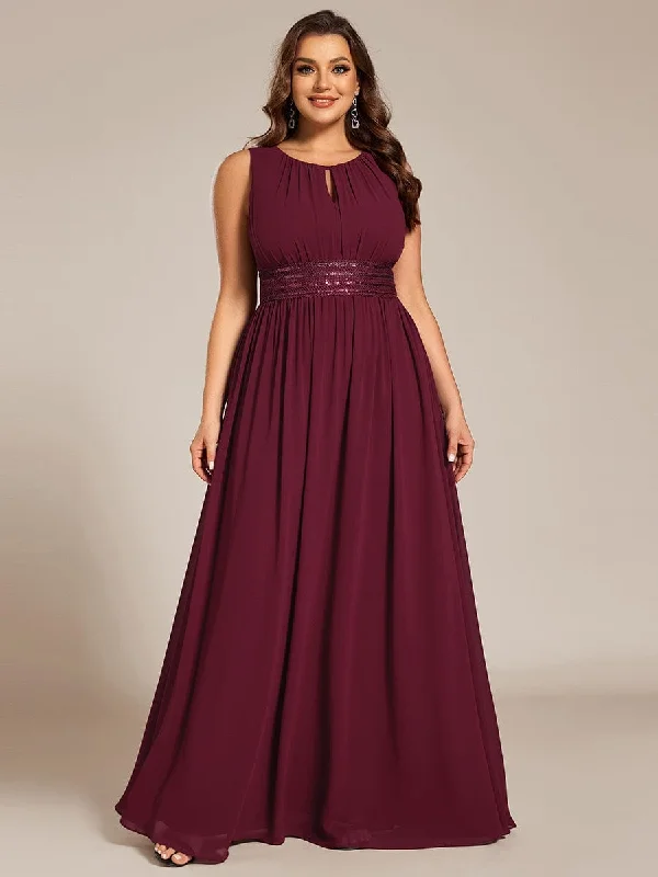 Doris | Plus Size Hollow Out Sleeveless Empire Waist Chiffon Bridesmaid Dress Club unclassified dresses