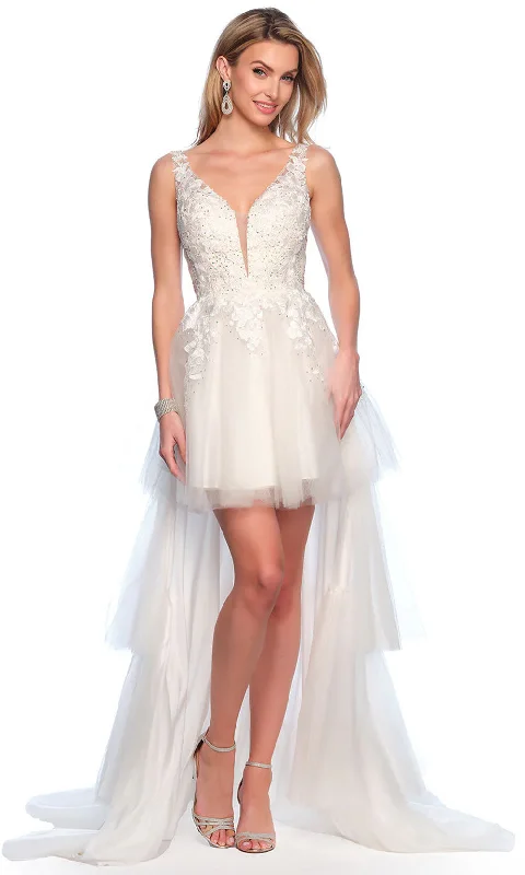Dave & Johnny Bridal 11205 - Embroidered High Low Bridal Gown Breathable unclassified dresses