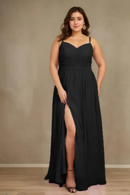 Sweetheart A Line Spaghetti Straps Plus Size Bridesmaid Dresses with Slit Cocktail unclassified dresses
