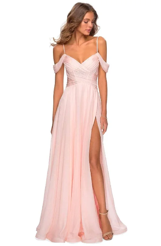 La Femme - 28942 Crisscross Draped Evening Dress Silk unclassified dresses
