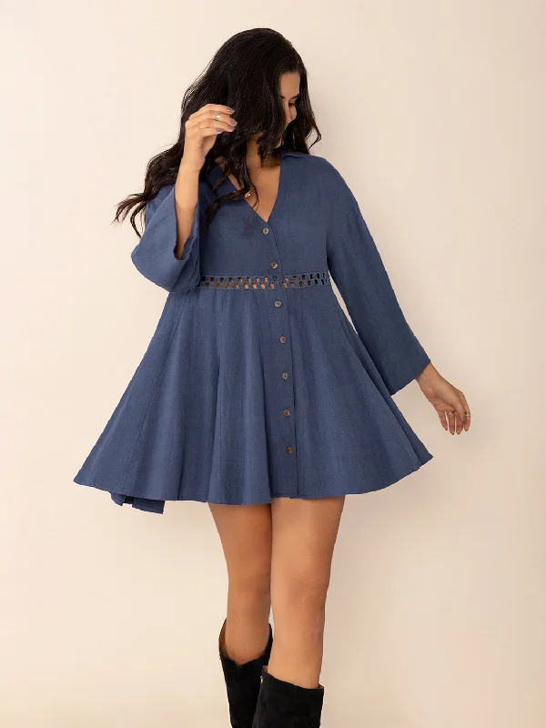 Blue Zone Planet | Cutout Johnny Collar Long Sleeve Mini Dress Anniversary unclassified dresses Blue Zone Planet | Cutout Johnny Collar Long Sleeve Mini Dress Anniversary unclassified dresses