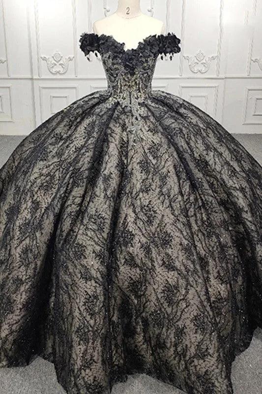 Black Sleeveless Quinceanera Dresses Sweetheart Appliques Lace Up Ball Gown Ruffled unclassified dresses
