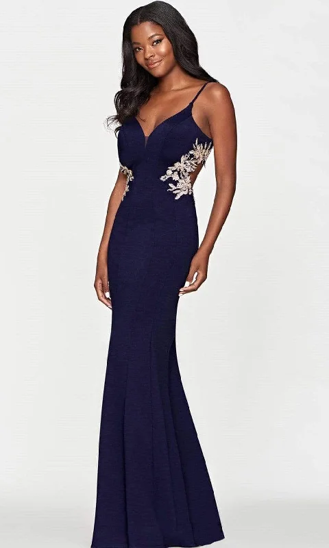 Faviana - S10668 Floral Applique Sheath Prom Gown Travel unclassified dresses