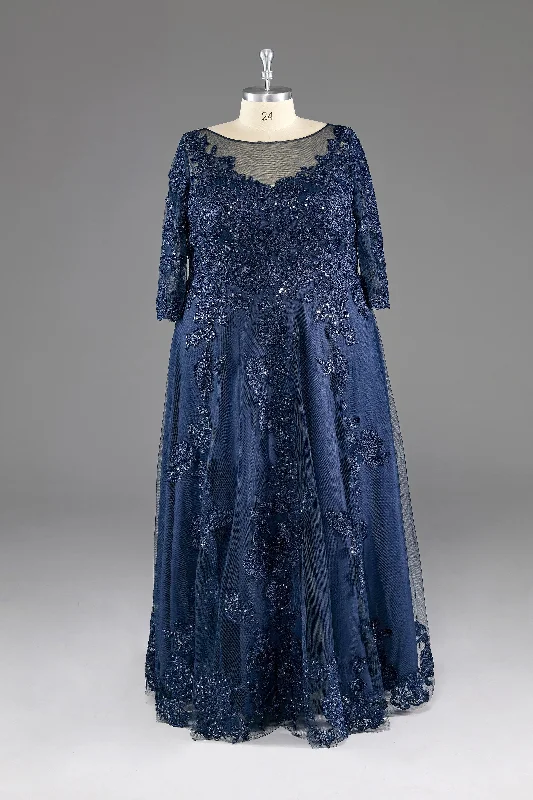 Half sleeves Sequined Elegant Lace Mother of The Bride Dress Everyday wear unclassified dresses
