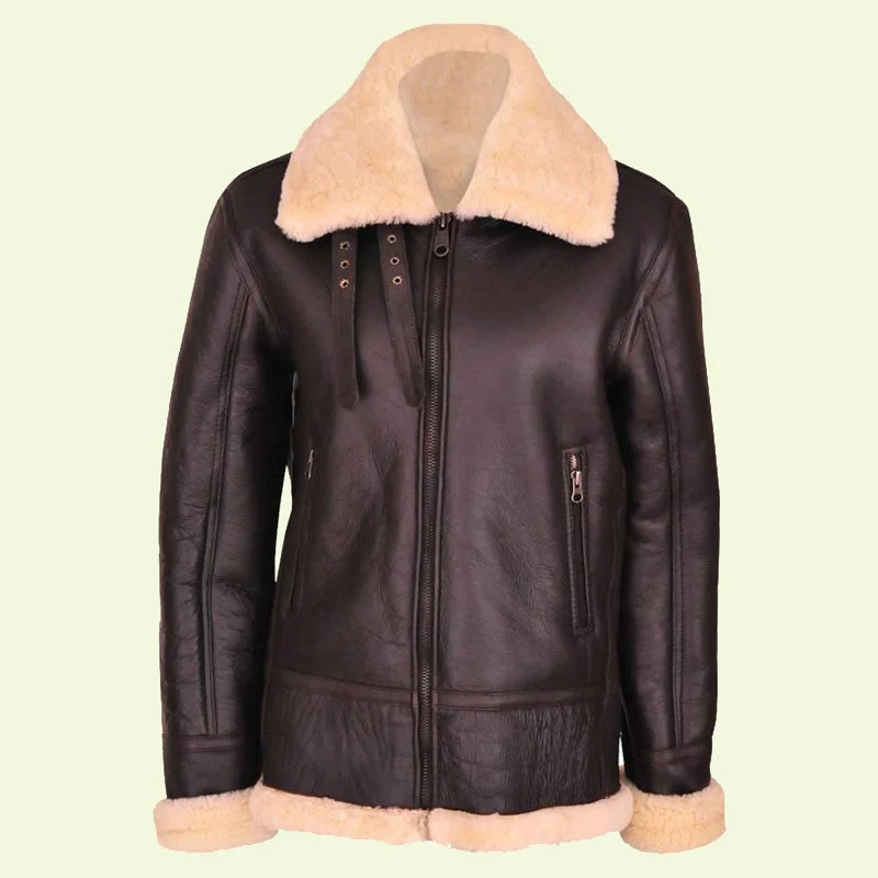 Women's B3 Brown Leather Aviator Jacket Women's softshell jackets