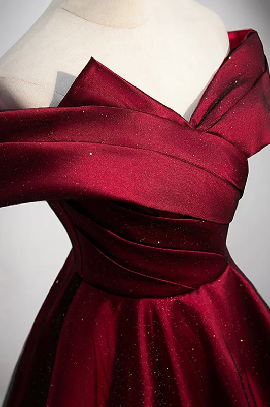 Burgundy Off the Shoulder Prom Dress, A-Line Evening Party Dress Dinner party dresses