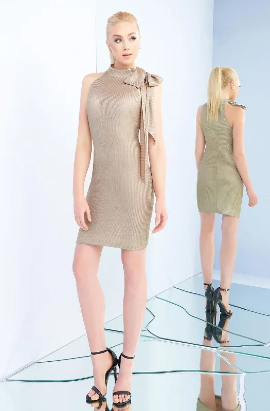Ieena Duggal - High Halter Bow Fitted Cocktail Dress 25901ISC Sexy party dresses