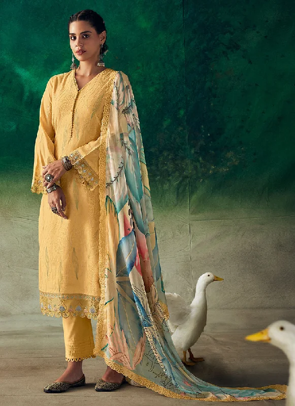 Pale Yellow Pakistani Style Salwar Kameez Suit Short Wedding Gown