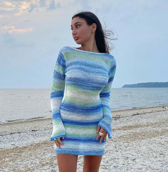 Hope Mini Sweater Dress--Pleated Denim Skirt