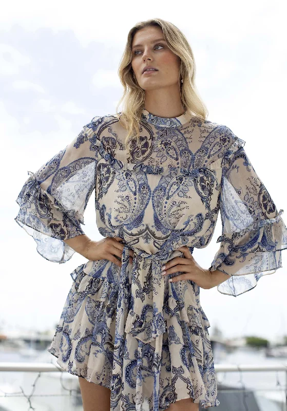 San Marco Ruffle Sleeve Mini Dress--Cute Mini Skirt