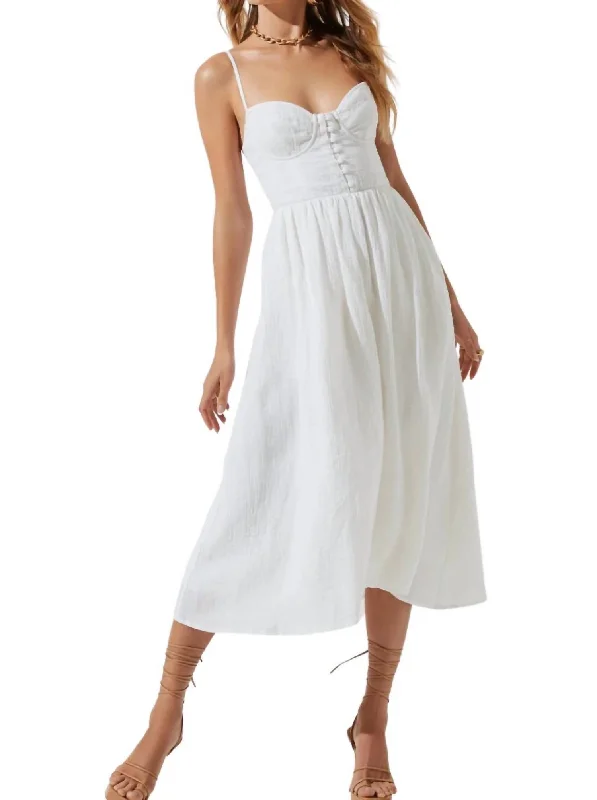 Ferreira Maxi Dress In White Long Floral Skirt