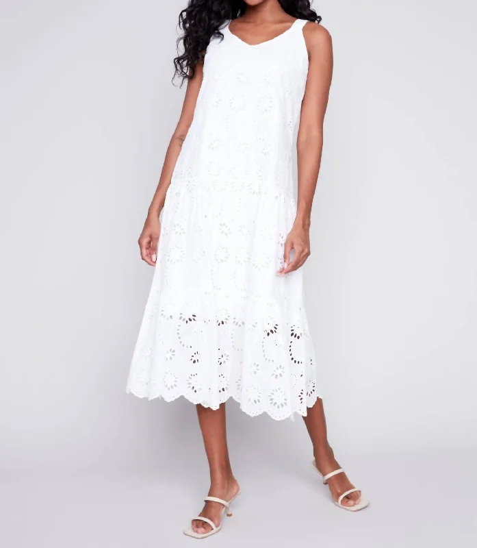 Floral Eyelet Maxi Dress In White Button-down Maxi Skirt
