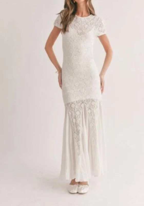 Quiet Light Flare Maxi Dress In White High-Low Maxi Skirt