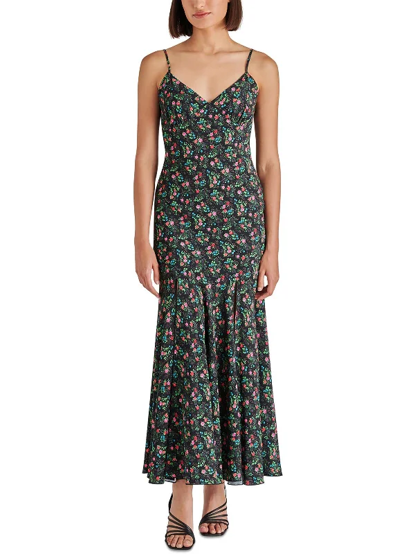 Womens Floral Print Polyester Maxi Dress Chic Maxi Dress